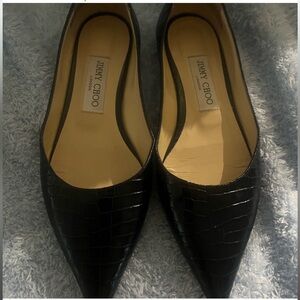 Jimmy Choo Navy pointed lizard leather